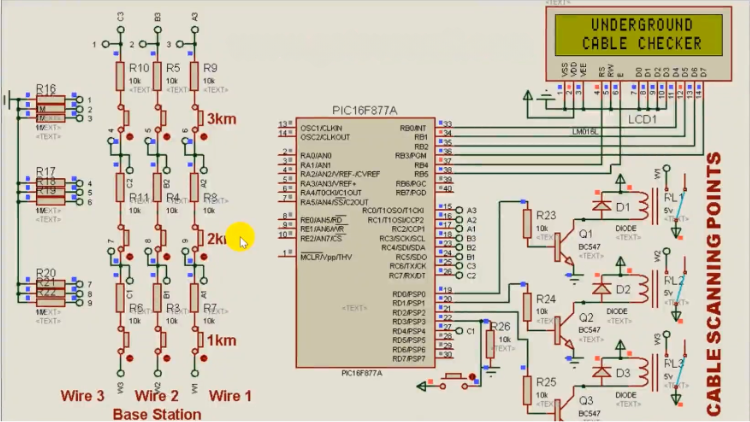 44. Underground cable fault locator with PIC16F877A